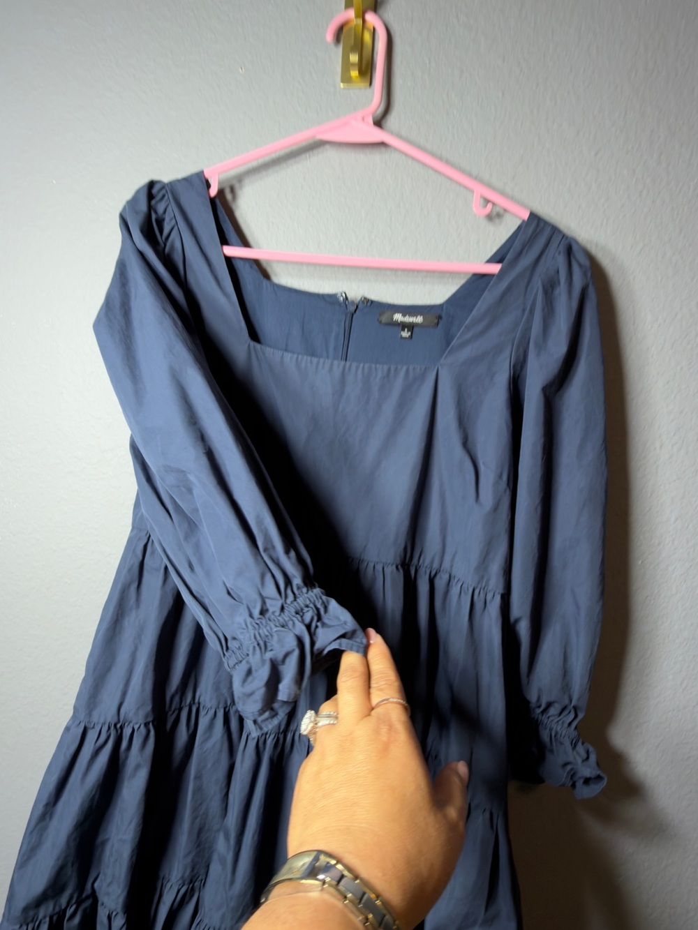 Madewell Dusty Blue Tiered Square-Neck Tunic - Picture 3 of 6